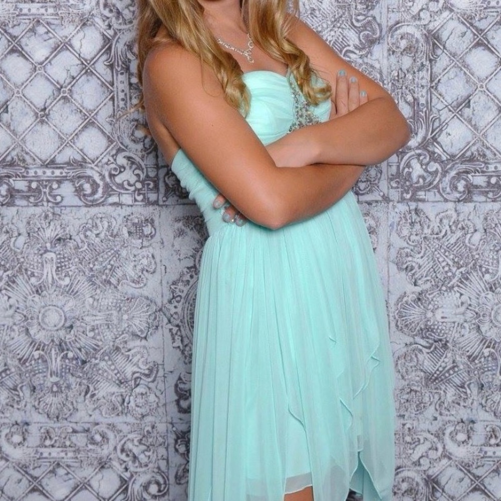 Strapless Mint Chiffon Dress